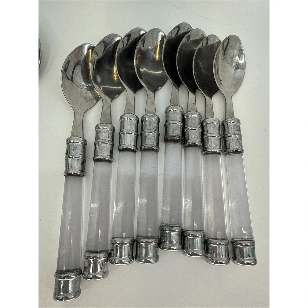 Cambridge Duplex Clear Acrylic‎ Lucite Flatware Set Of 17 Pc